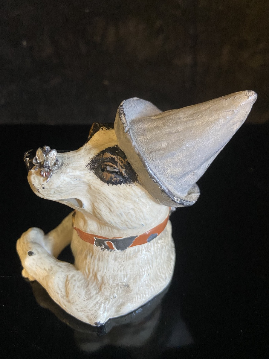 Jack Russell Fly Inkwell, Nuremberg Lead, Late 19th/early 20th Century-photo-3