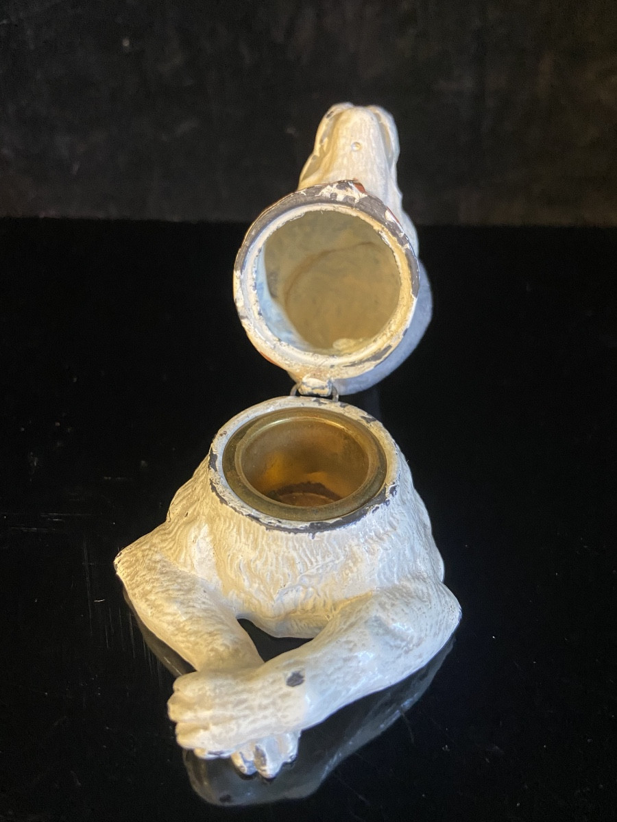 Jack Russell Fly Inkwell, Nuremberg Lead, Late 19th/early 20th Century-photo-4