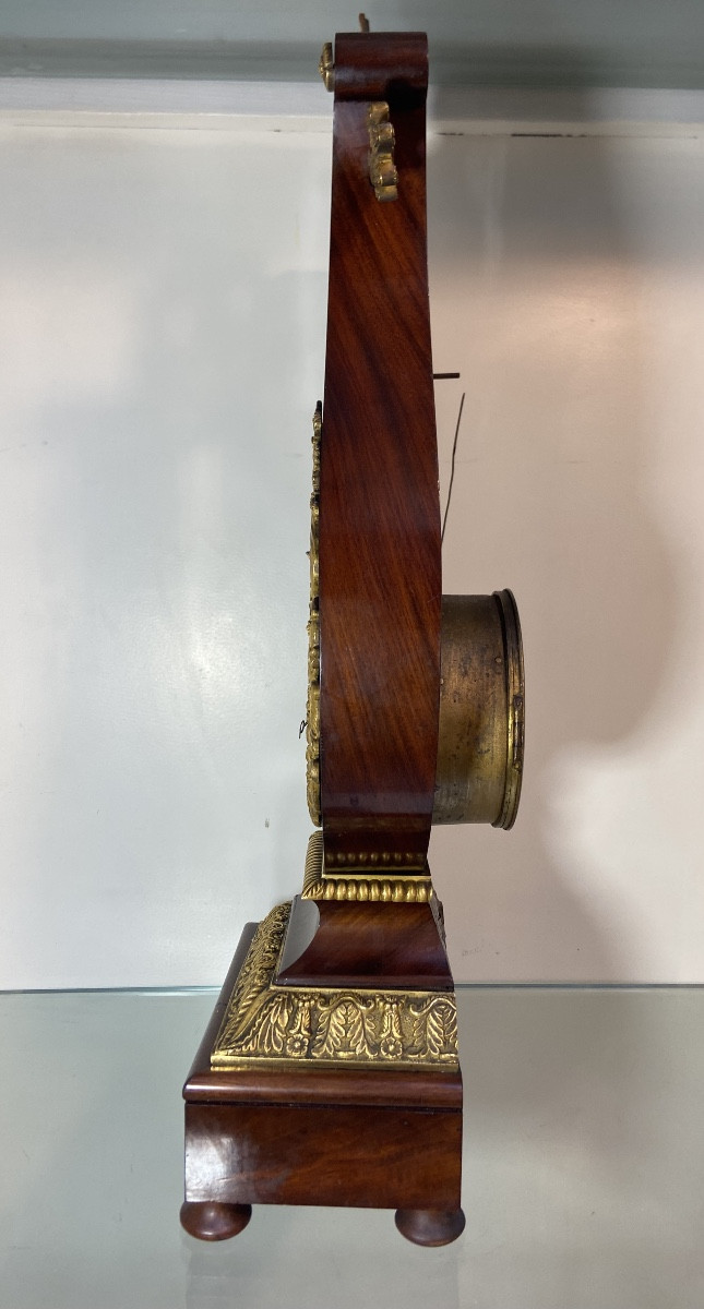 Lyre Clock, Mahogany And Gilt Bronze, Restoration Period-photo-3