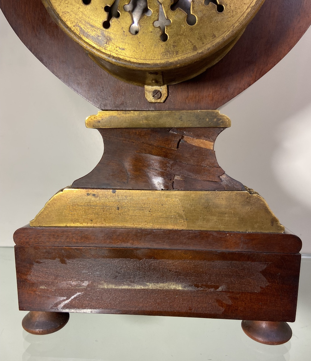 Lyre Clock, Mahogany And Gilt Bronze, Restoration Period-photo-3