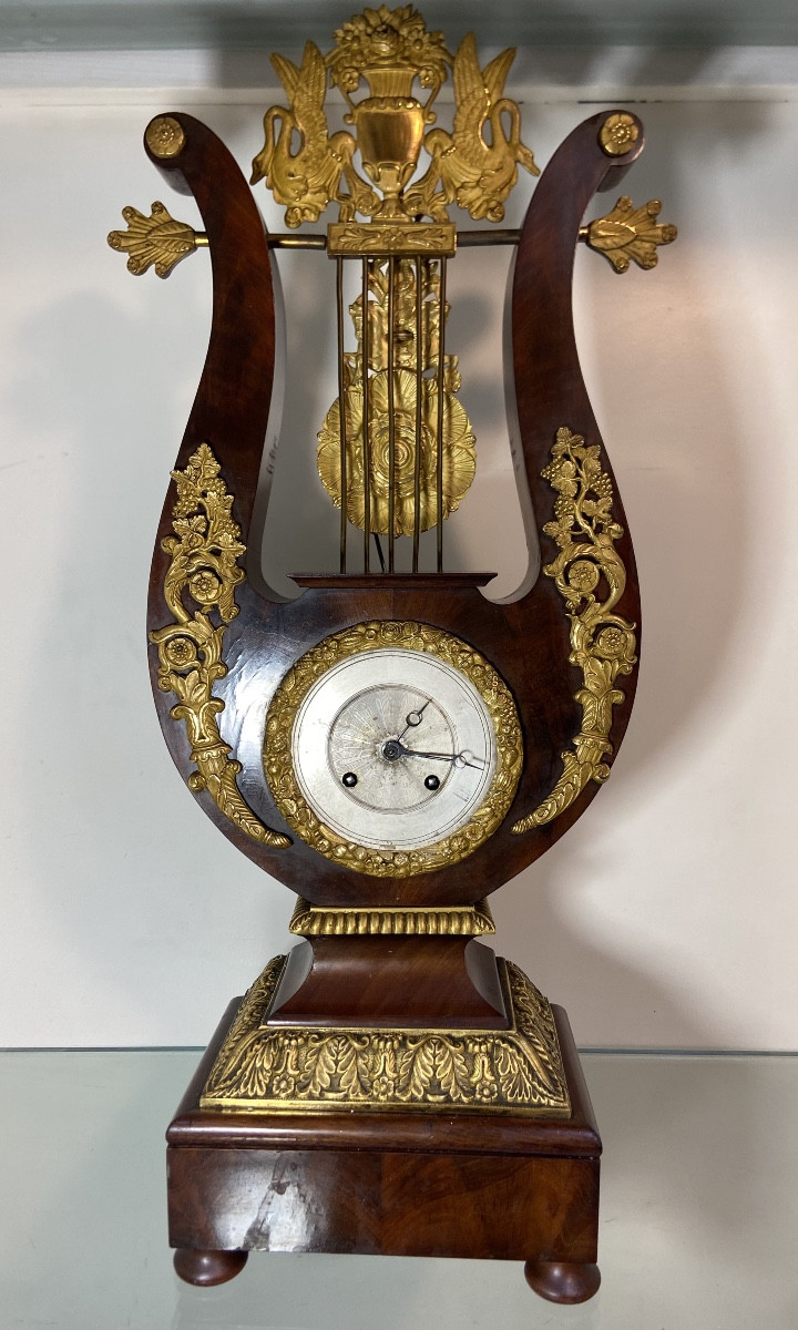 Lyre Clock, Mahogany And Gilt Bronze, Restoration Period