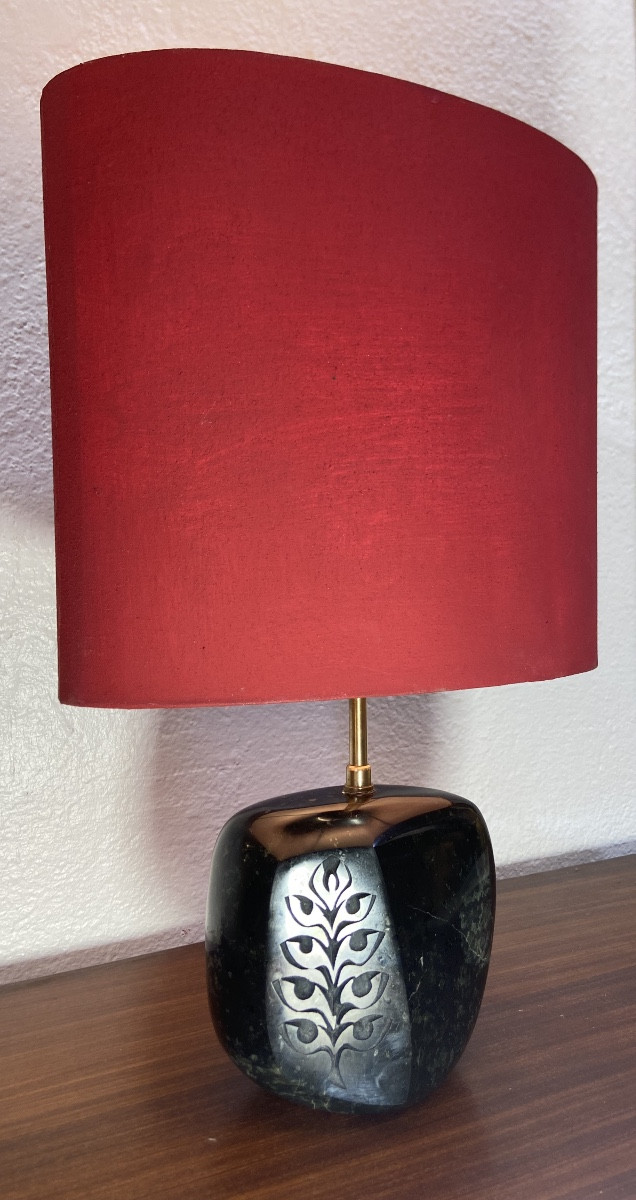 Lampe A Poser En Marbre Sculpté, Années 1960