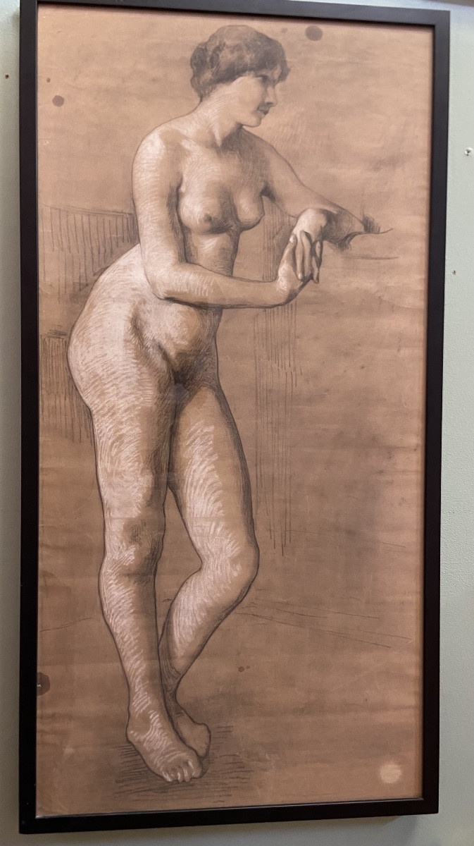 Large Nude Drawing Of A Woman, Circa 1900-photo-2