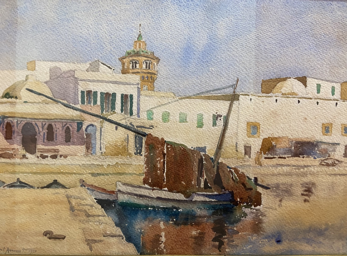 Deux Aquarelles Orientalistes Par Geneviève Gallibert, Année 1920-photo-2