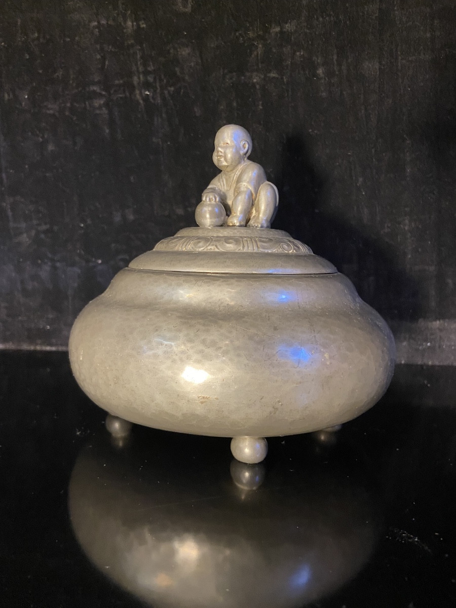 Art Pewter, Art Deco Box By Just Andersen, 1920s-photo-2