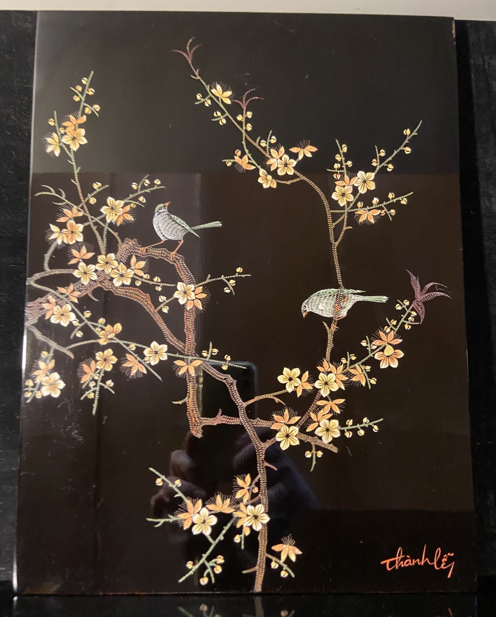 Lacquered Wood Panel Engraved By Nguyen Thanh Lê's Workshop, 1950s/60s