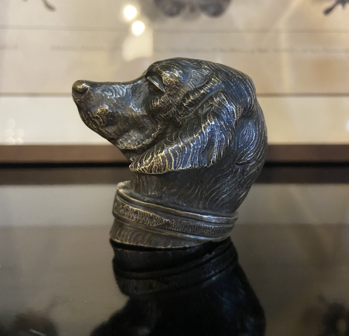 Petite Tête D'Epagneul En Bronze, Epoque Fin XIXe-photo-3