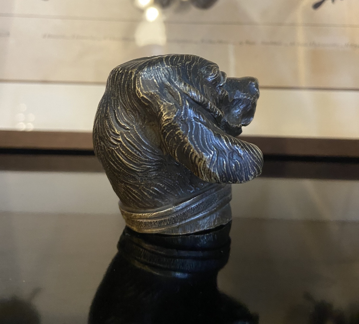 Petite Tête D'Epagneul En Bronze, Epoque Fin XIXe-photo-2