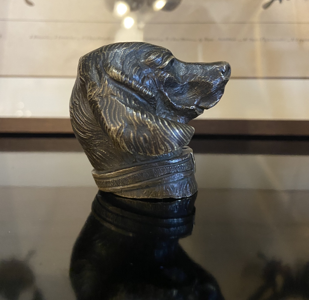Petite Tête D'Epagneul En Bronze, Epoque Fin XIXe-photo-3