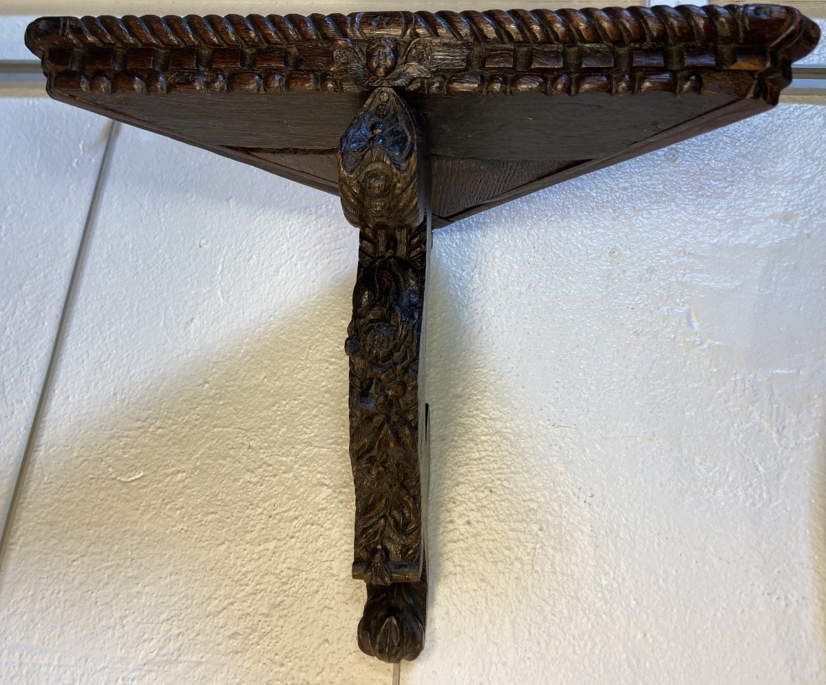 Carved Oak Corner Console Light, 18th Century-photo-3