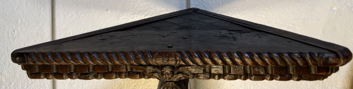 Carved Oak Corner Console Light, 18th Century-photo-4
