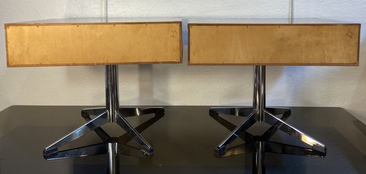 Pair Of Headboards, Rosewood Veneer And Chrome Metal, 1960s/70s-photo-2
