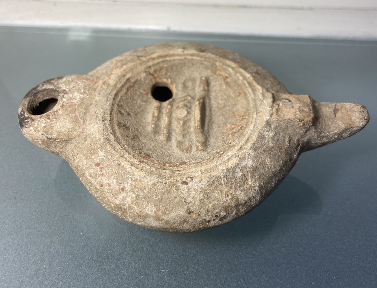 Oil Lamp With Crater Vase Design, Terracotta, Gallo-roman Period-photo-3