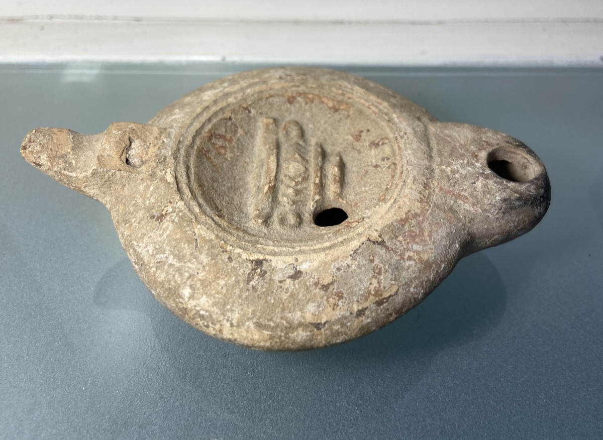 Oil Lamp With Crater Vase Design, Terracotta, Gallo-roman Period-photo-3