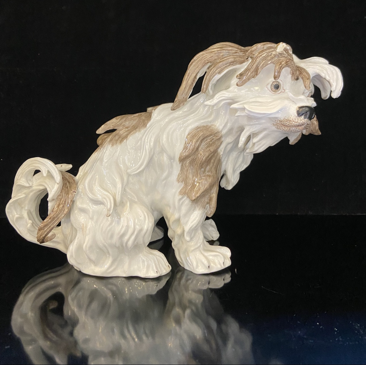 Chien Bichon En Porcelaine De Samson, Late 19th Century-photo-2