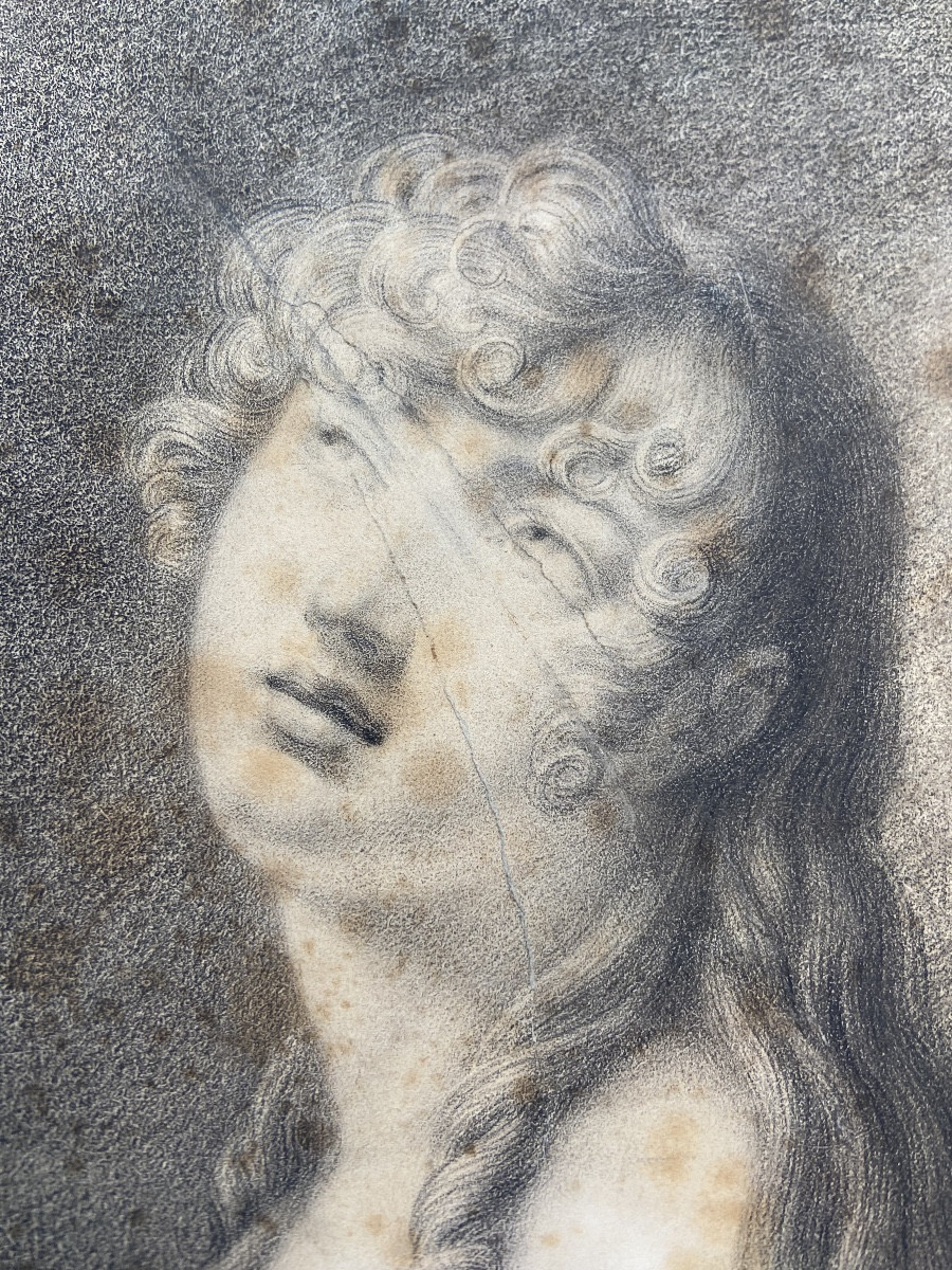 Dessin Portrait De Jeune Femme Par Augustin Aubert, Années 1810/1820-photo-4