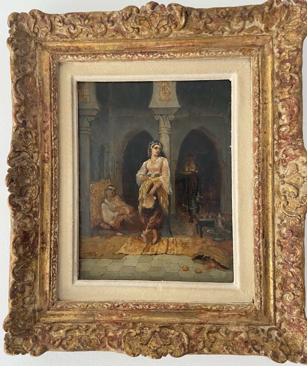 Small Orientalist Oil On Wood By Charles Camarroque, Late 19th Century-photo-2