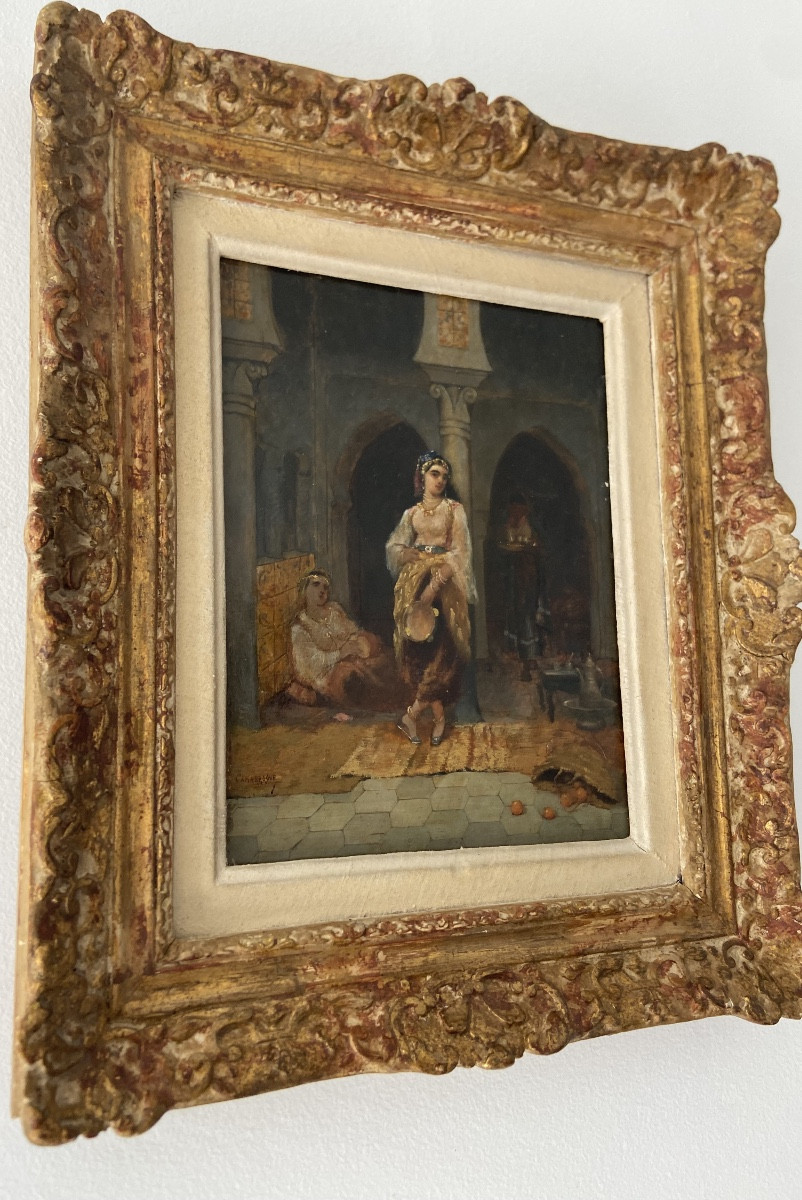 Small Orientalist Oil On Wood By Charles Camarroque, Late 19th Century-photo-3