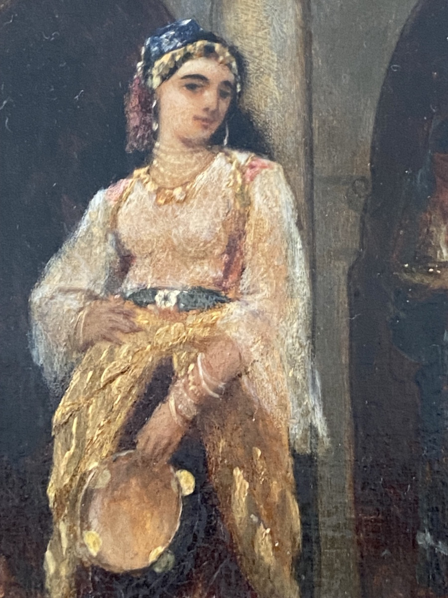 Small Orientalist Oil On Wood By Charles Camarroque, Late 19th Century-photo-2