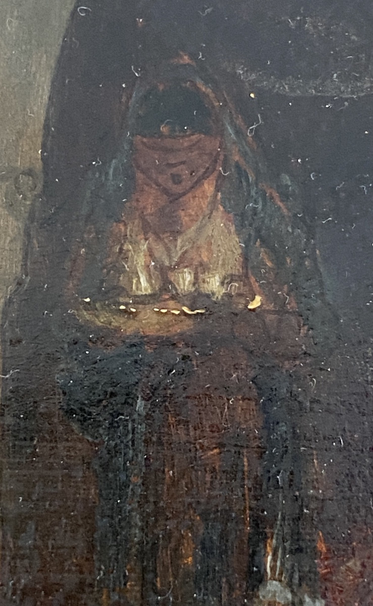 Small Orientalist Oil On Wood By Charles Camarroque, Late 19th Century-photo-5