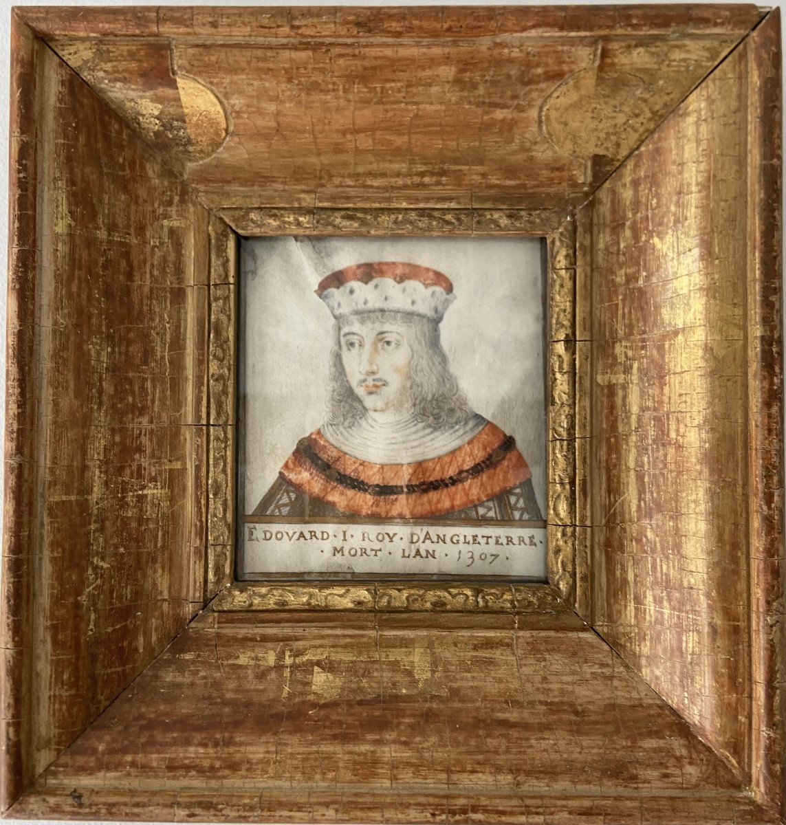Drawing Portrait Of Edward 1st King Of England By Thierry Bellangé, 1st Half 17th Century-photo-3