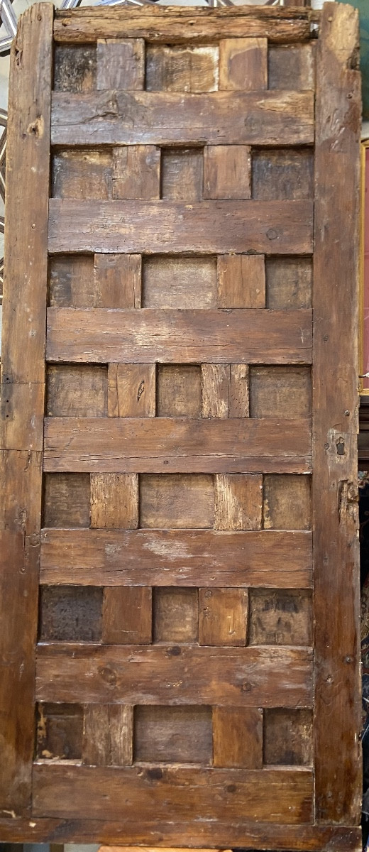 Spanish Door With Diamond-pointed Casings, Pine And Walnut, 18th Century-photo-2