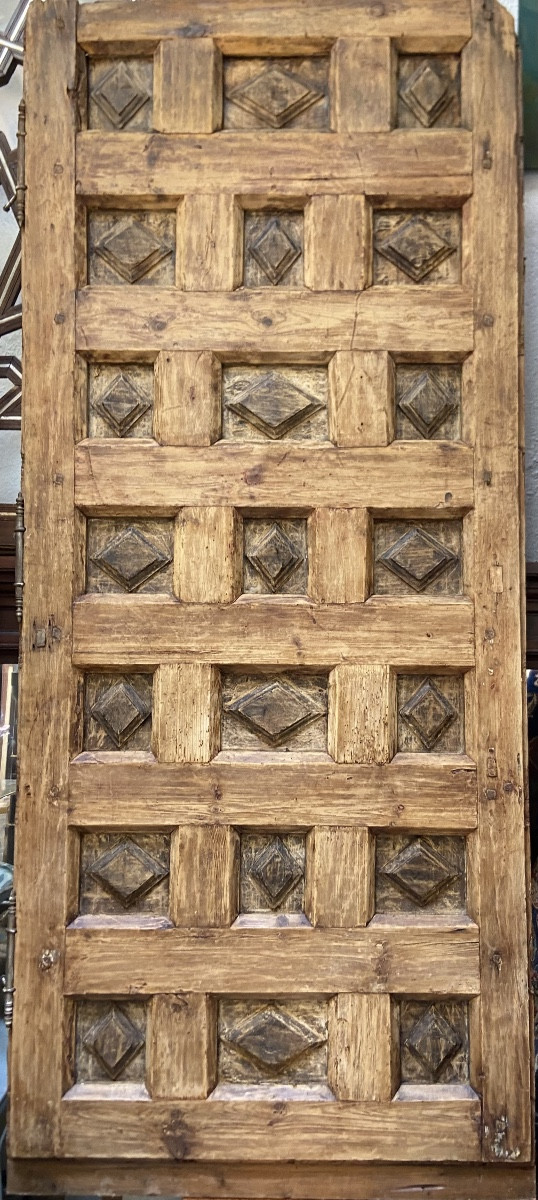 Spanish Door With Diamond-pointed Casings, Pine And Walnut, 18th Century