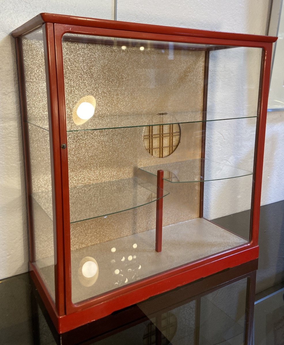 Petite Vitrine Japonaise En Bois Laqué, Epoque XXe-photo-2