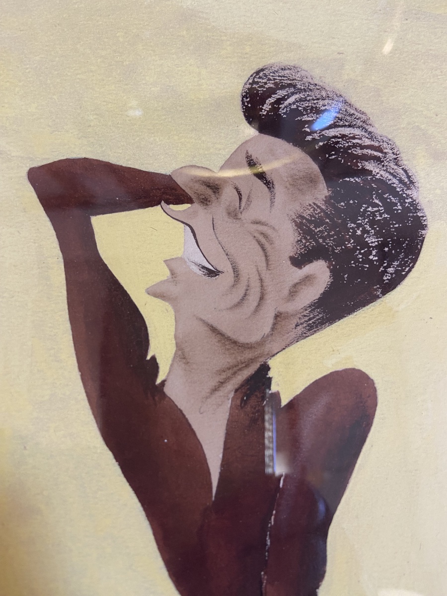 Gouache Drawing Caricature Of Yves Montand By Bernard Grambert, 1950s-photo-3