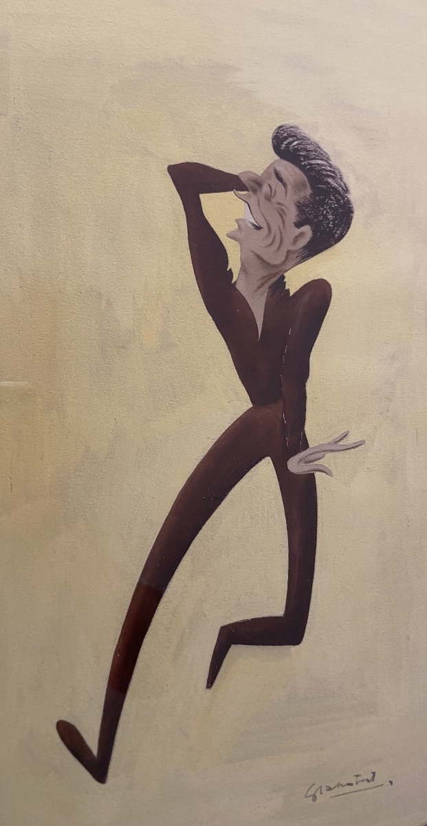 Dessin Gouaché Caricature De Yves Montand Par Bernard Grambert, Année 1945-photo-2
