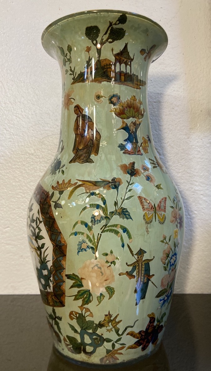 Vase En Fixé Sous Verre, Italie, Epoque XVIIIe-photo-3