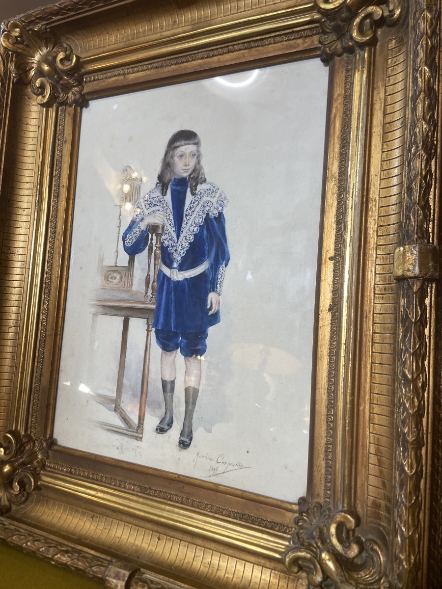 Aquarelle d'Enfant Par Madeleine Carpentier, Year 1896-photo-2