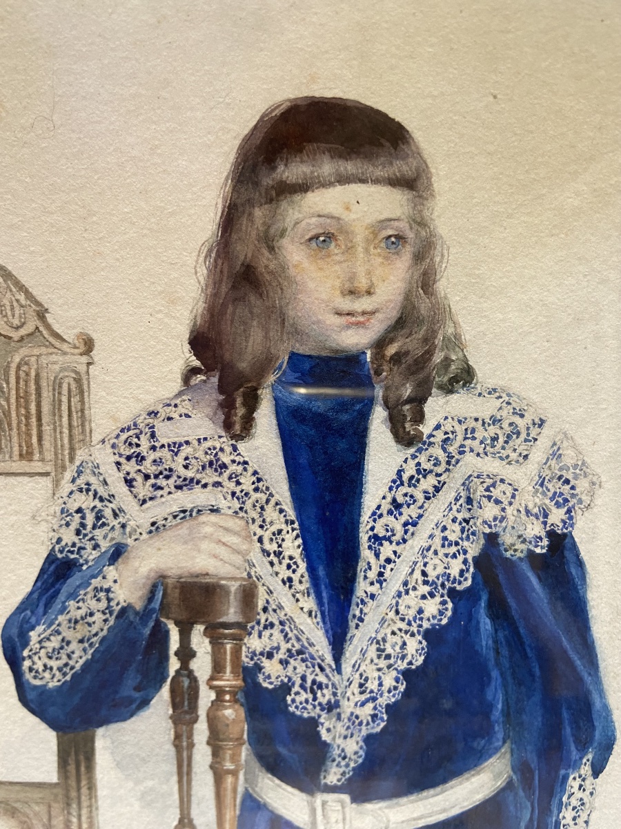 Aquarelle d'Enfant Par Madeleine Carpentier, Year 1896-photo-3