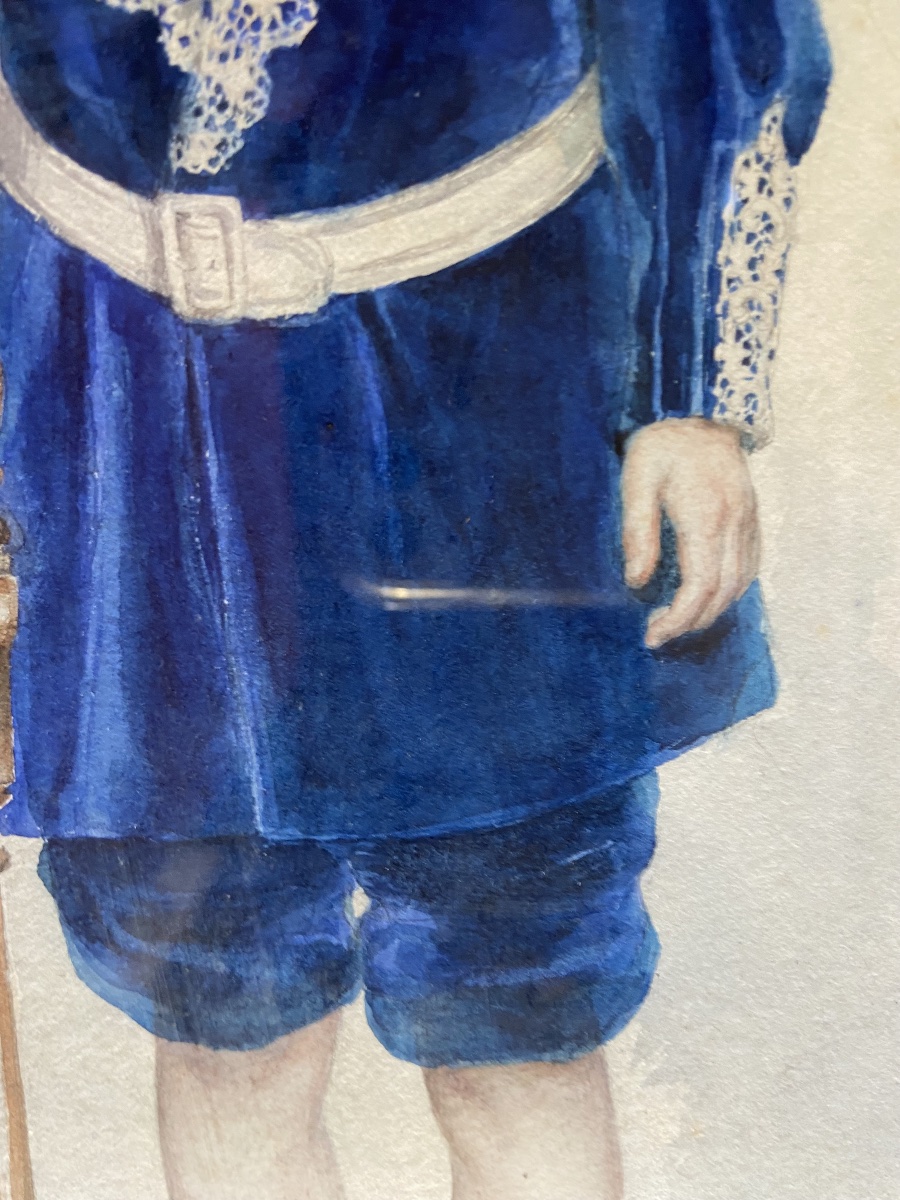 Aquarelle d'Enfant Par Madeleine Carpentier, Year 1896-photo-2