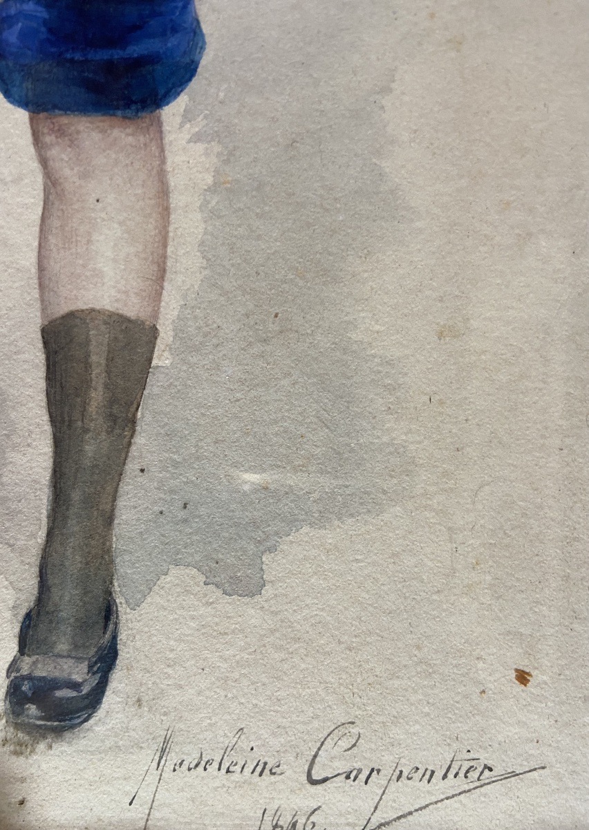 Aquarelle d'Enfant Par Madeleine Carpentier, Year 1896-photo-3