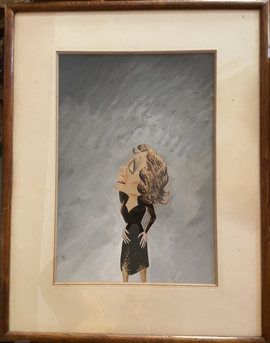 Cartoon Drawing Of Edith Piaf By Bernard Grambert, 1950s