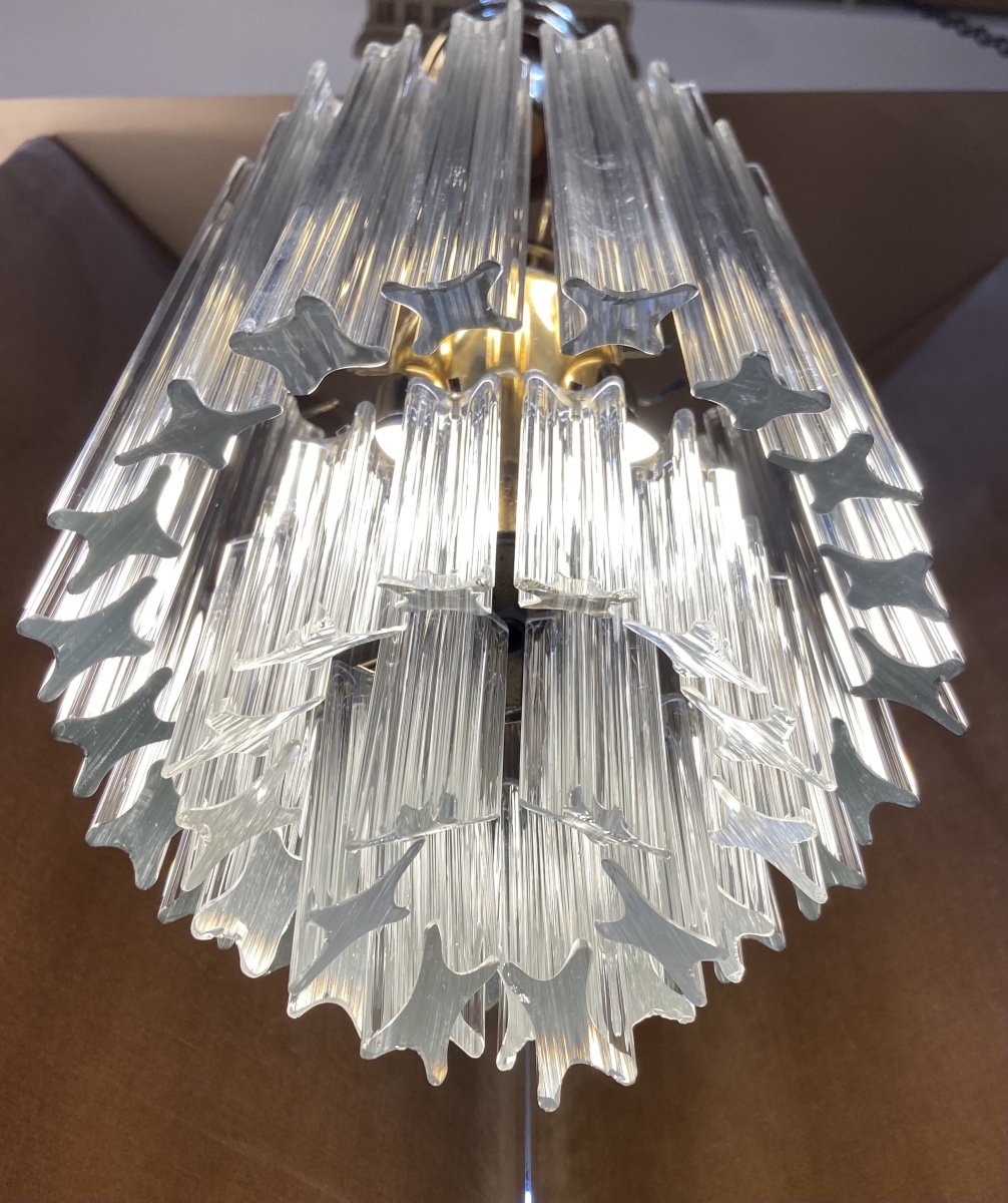 Lustre Par Paolo Venini, Cristal et Métal Doré, Années 1960-photo-1