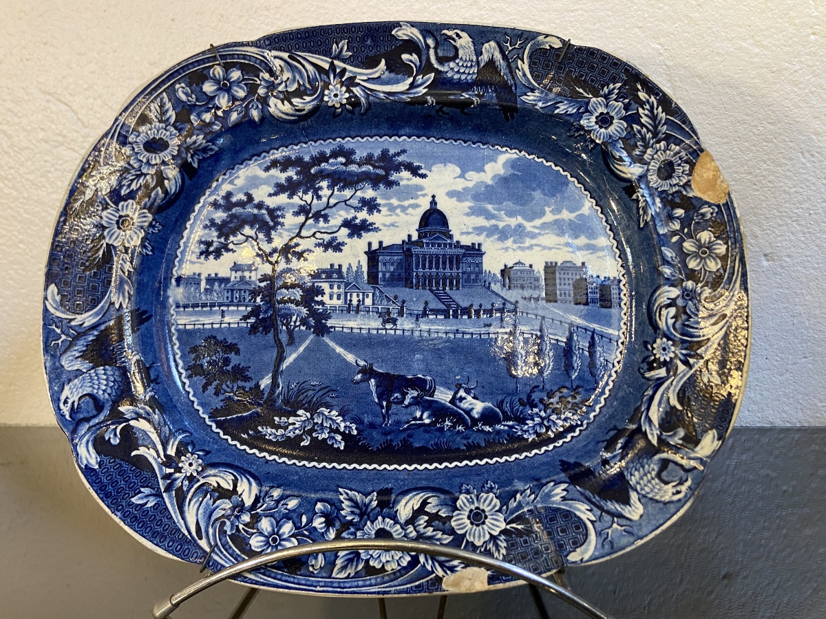 Plat En Faience De Staffordshire, Boston State House, Joseph Stubbs, Epoque Début XIXe