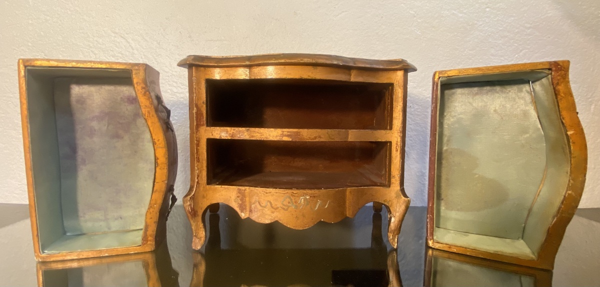 Boîte A Bijoux Commode Miniature Vernis Martin, Epoque 1900/1920-photo-4