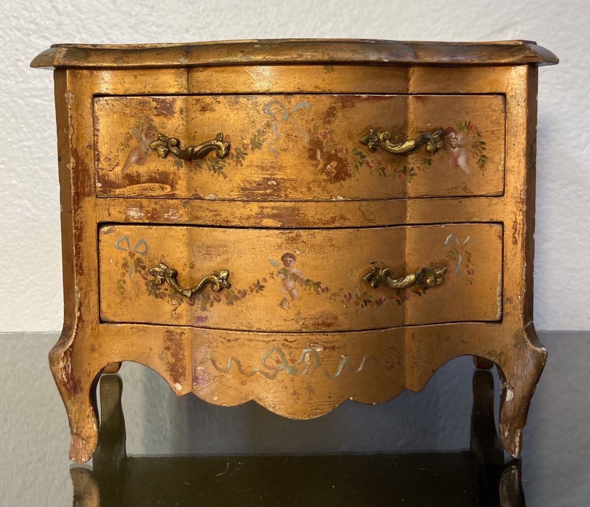 Boîte A Bijoux Commode Miniature Vernis Martin, Epoque 1900/1920