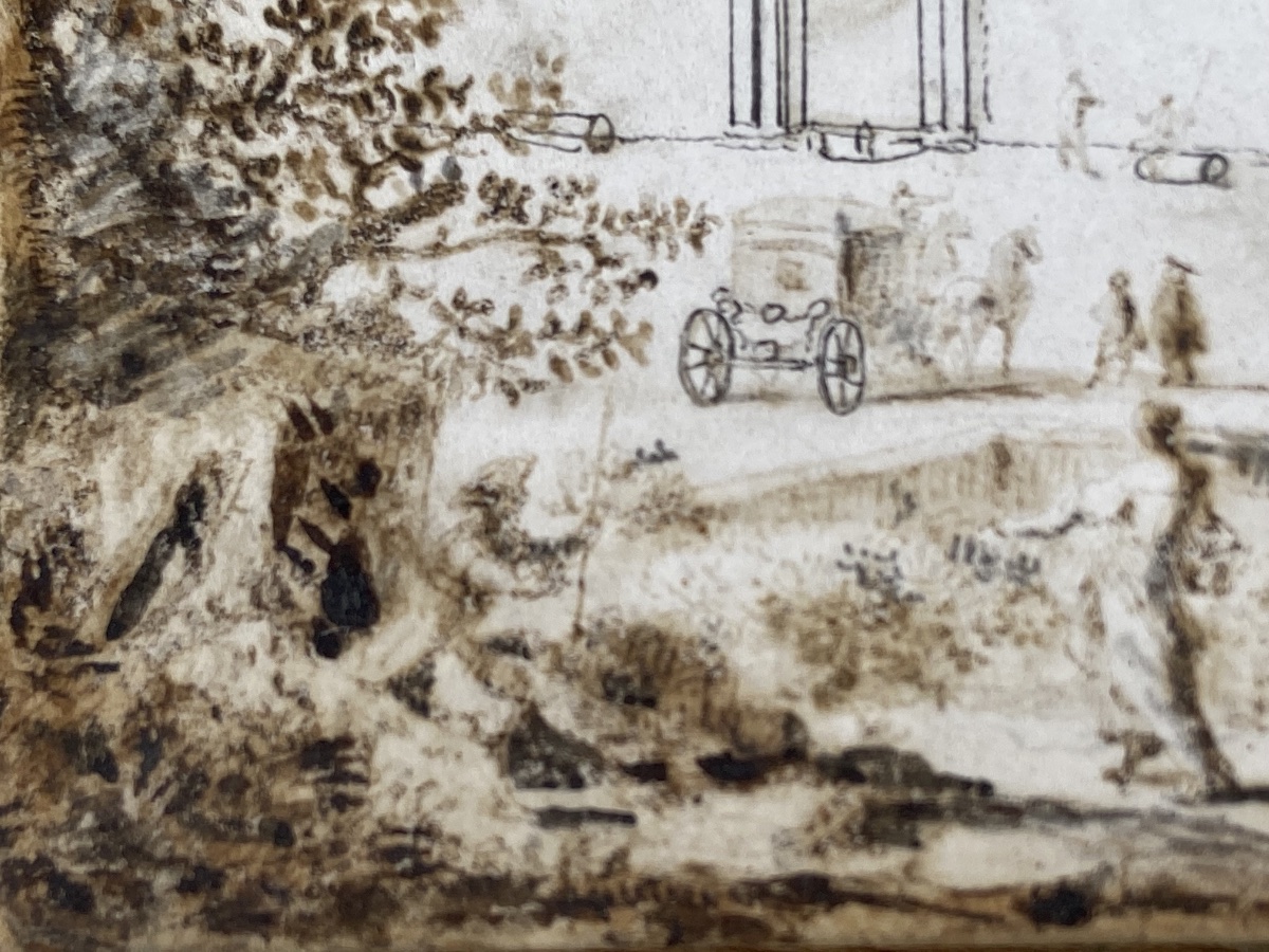 Dessin Miniaturiste De La Basilique Saint Sébastien Hors Les Murs, Epoque Début XIXe-photo-3