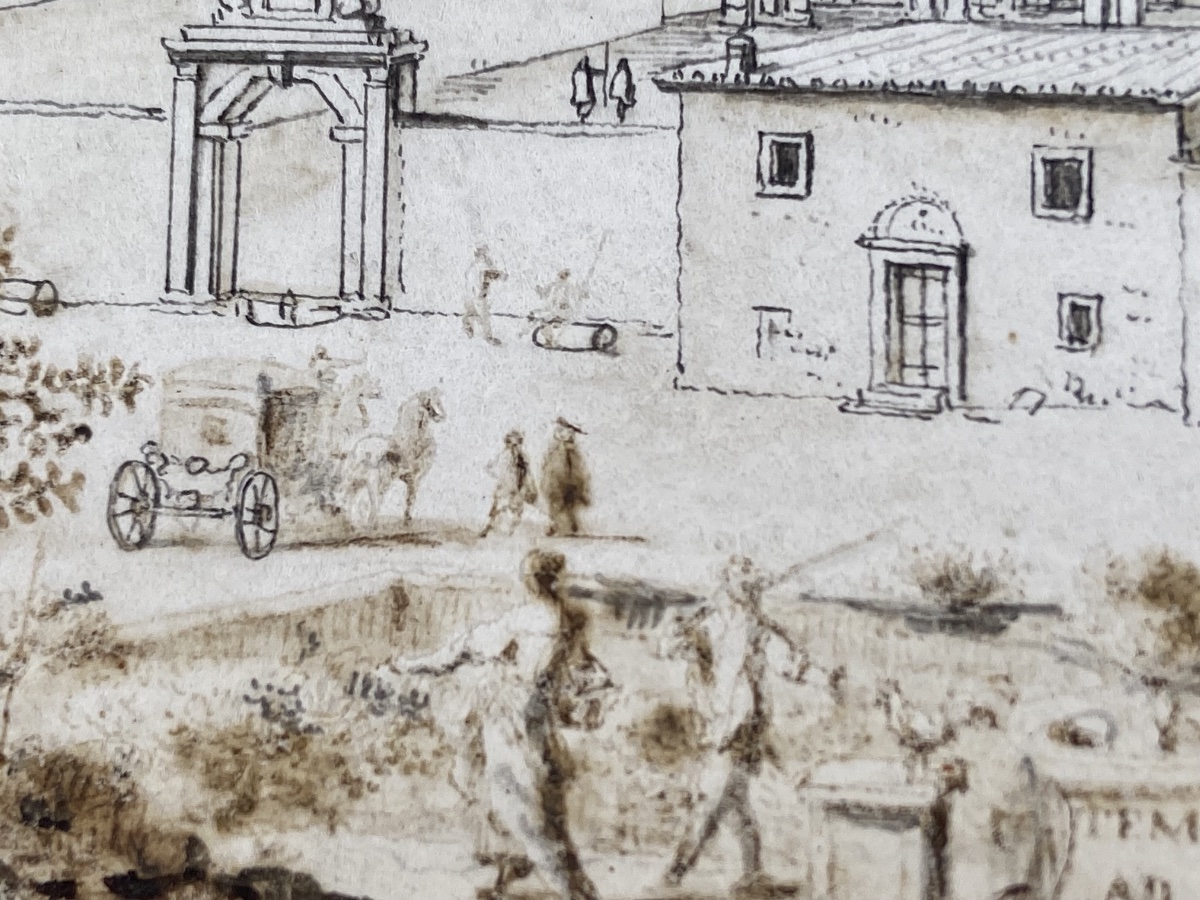 Dessin Miniaturiste De La Basilique Saint Sébastien Hors Les Murs, Epoque Début XIXe-photo-1