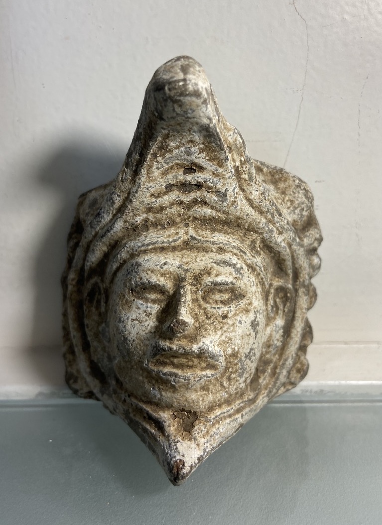 Small Pre-columbian Eagle Warrior Head, Terracotta, 14th/15th Century