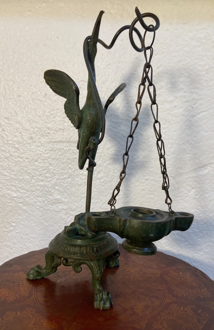 Petite Lampe A Huile A L'Antique En Bronze, Epoque XIXe-photo-2