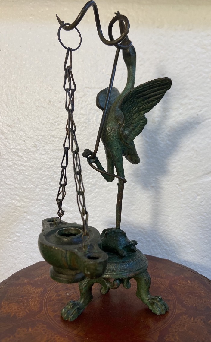 Petite Lampe A Huile A L'Antique En Bronze, Epoque XIXe-photo-3