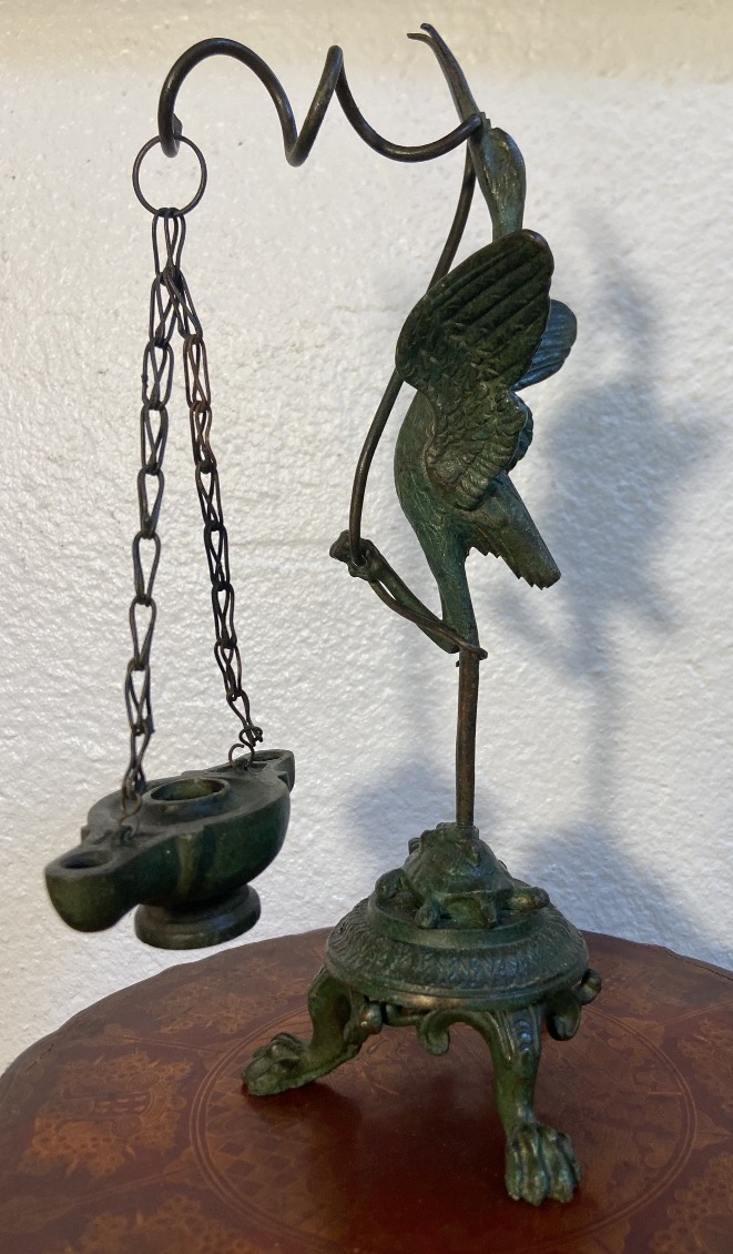 Petite Lampe A Huile A L'Antique En Bronze, Epoque XIXe-photo-4