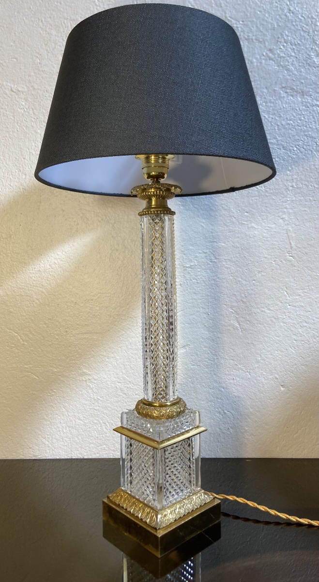 Column Lamp, Crystal And Gilt Bronze, 1950s/1960s-photo-2