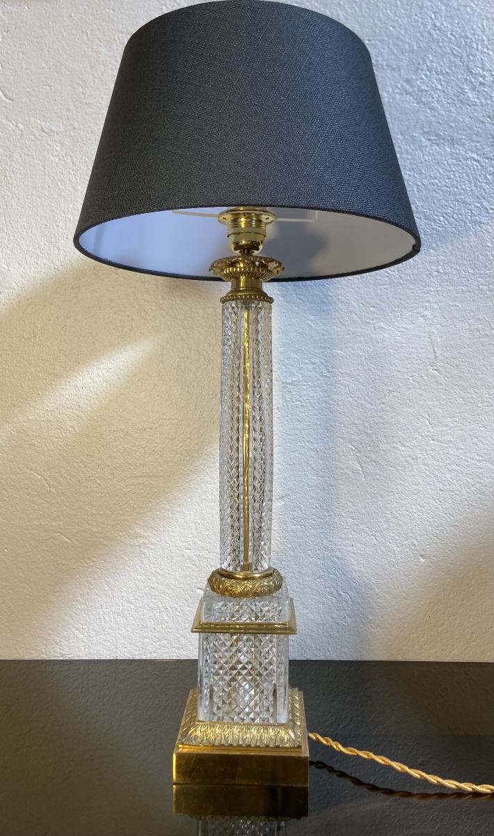 Column Lamp, Crystal And Gilt Bronze, 1950s/1960s-photo-3