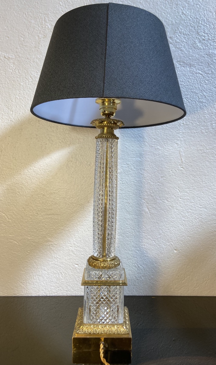 Column Lamp, Crystal And Gilt Bronze, 1950s/1960s-photo-1