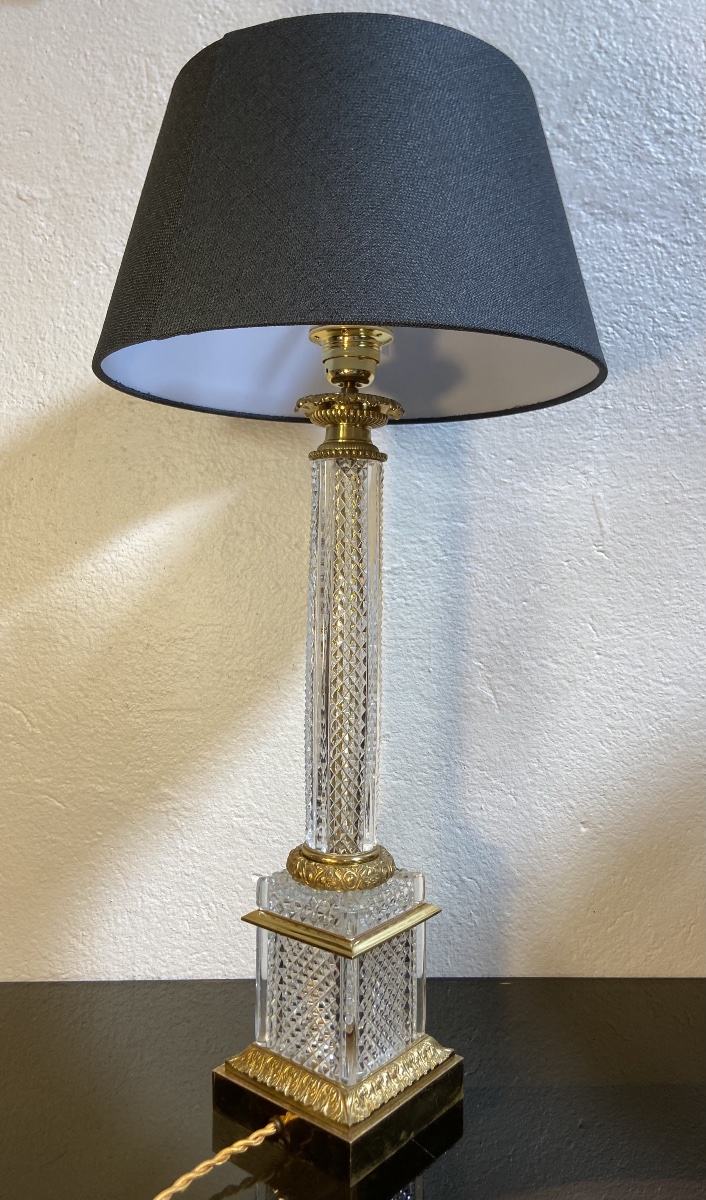Column Lamp, Crystal And Gilt Bronze, 1950s/1960s-photo-2